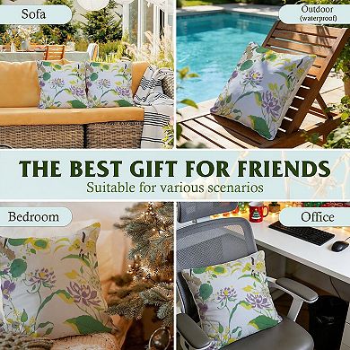 Chinoiserie Peony Floral in Violet Decorative Throw Pillow, 18" Pillow Cover Singular