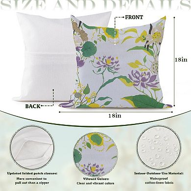 Chinoiserie Peony Floral in Violet Decorative Throw Pillow, 18" Pillow Cover Singular