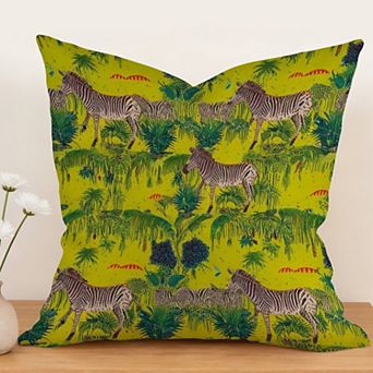 Outdoor Decorative Throw Pillow Cover, 18", 1 Pack, Mystical Zebras Chinoiserie Jungle