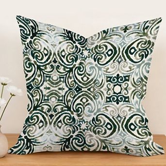 Outdoor Decorative Throw Pillow, 18" Pillow Cover Singular, Blue Green