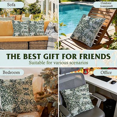 Outdoor Decorative Throw Pillow, 18" Pillow Cover Singular, Blue Green