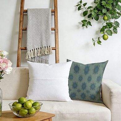 Indigo Ikat Blue And Green Decorative Throw Pillow, 18" Pillow Cover Singular