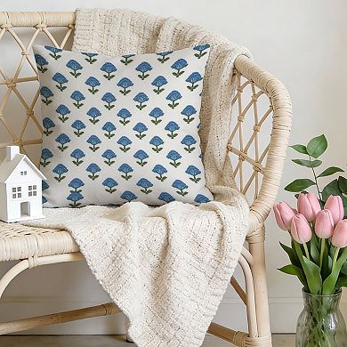 Outdoor Decorative Throw Pillow, 18" Pillow Cover Singular, Mughal Floral Blue