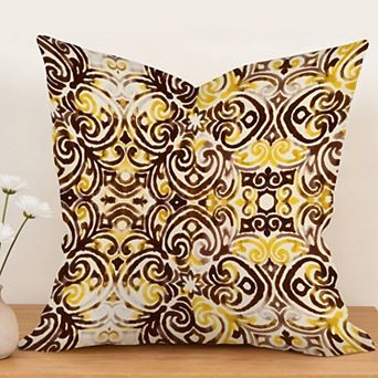 Decorative Throw Pillow, 18" Pillow Cover Singular, Yellow And Brown