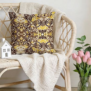 Decorative Throw Pillow, 18" Pillow Cover Singular, Yellow And Brown