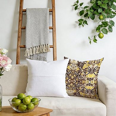 Decorative Throw Pillow, 18" Pillow Cover Singular, Yellow And Brown