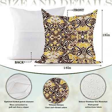 Decorative Throw Pillow, 18" Pillow Cover Singular, Yellow And Brown