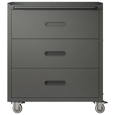 VIYET Heavy-Duty Rolling Tool Cabinet - 3-Drawer Metal Storage Chest with Wheels & Guarded Top