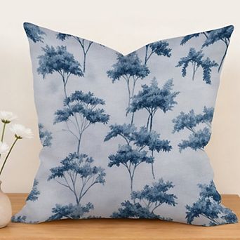 Decorative Throw Pillow, 18" Pillow Cover Singular, Blue And White Thibaut Tree