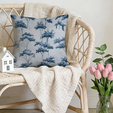 Decorative Throw Pillow, 18" Pillow Cover Singular, Blue And White Thibaut Tree