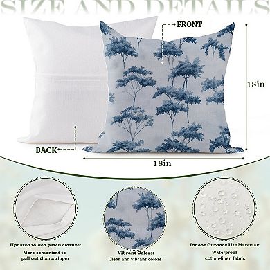 Decorative Throw Pillow, 18" Pillow Cover Singular, Blue And White Thibaut Tree