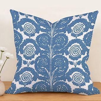 Decorative Throw Pillow, 18" Pillow Cover Singular, Thibaut Lake Little Lotus Blue