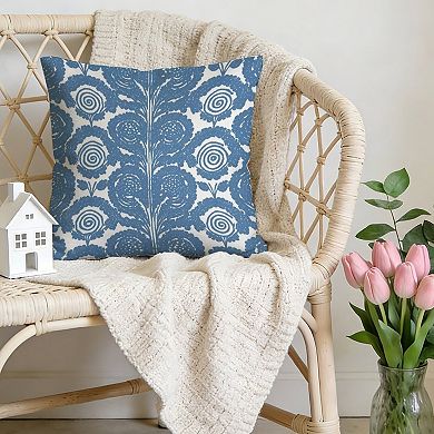 Decorative Throw Pillow, 18" Pillow Cover Singular, Thibaut Lake Little Lotus Blue