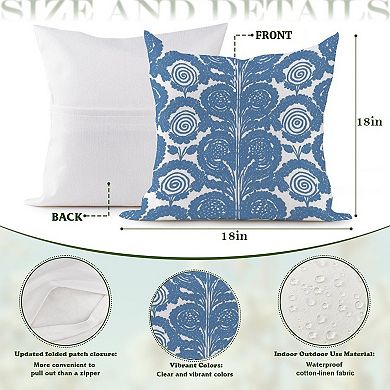 Decorative Throw Pillow, 18" Pillow Cover Singular, Thibaut Lake Little Lotus Blue