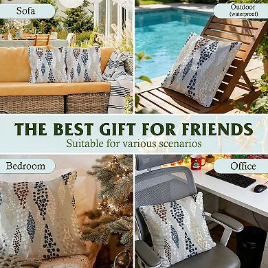 Outdoor Decorative Throw Pillow, 18" Pillow Cover Singular, Blue And Grey