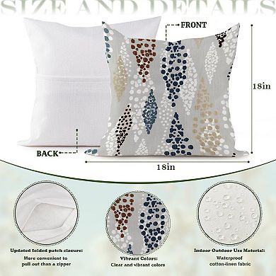 Outdoor Decorative Throw Pillow, 18" Pillow Cover Singular, Blue And Grey