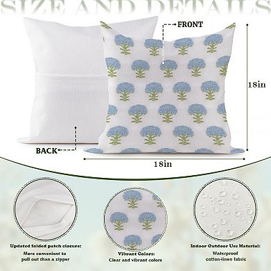 Hydrangea Springtime Blue Flower Decorative Throw Pillow, 18" Pillow Cover Singular