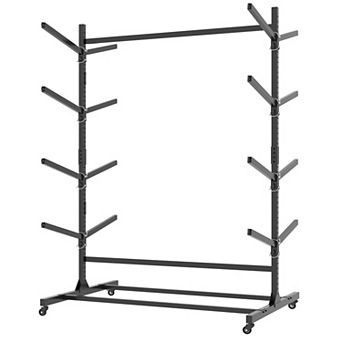 VIYET 82" Heavy Duty Kayak Rack - Adjustable 8-Kayak Freestanding Storage Stand with Wheels