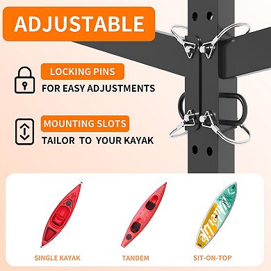 VIYET 82" Heavy Duty Kayak Rack - Adjustable 8-Kayak Freestanding Storage Stand with Wheels