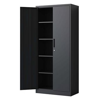VIYET 72" Metal Office Storage Cabinet - Tall Locking Steel Cabinet with 4 Adjustable Shelves