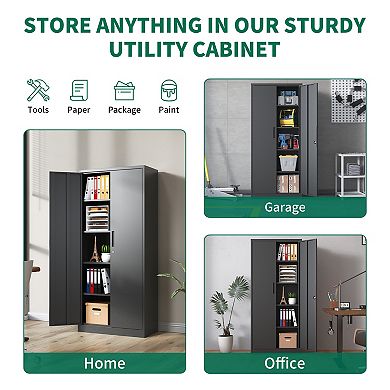 VIYET 72" Metal Office Storage Cabinet - Tall Locking Steel Cabinet with 4 Adjustable Shelves