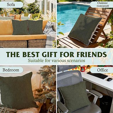 Outdoor Decorative Throw Pillow, 18" Pillow Cover Singular, Chinoiserie Olive