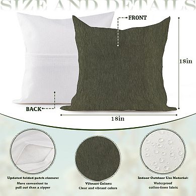 Outdoor Decorative Throw Pillow, 18" Pillow Cover Singular, Chinoiserie Olive