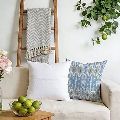 Outdoor Decorative Throw Pillow Cover, 18", 1 Pack, Indigo Ikat Fabric Blue