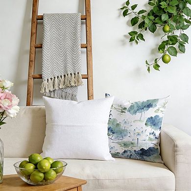 Blue Green Toile Floral Decorative Throw Pillow, 18" Pillow Cover Singular