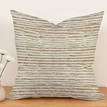 Chinoiserie Boho Stripes Beige Decorative Throw Pillow, 18" Pillow Cover Singular