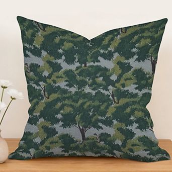 Decorative Throw Pillow, 18" Pillow Cover Singular, Exotic Thibaut Tree Forest