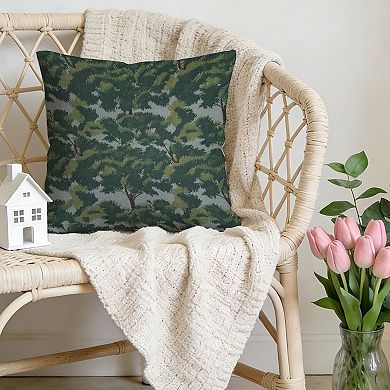 Decorative Throw Pillow, 18" Pillow Cover Singular, Exotic Thibaut Tree Forest