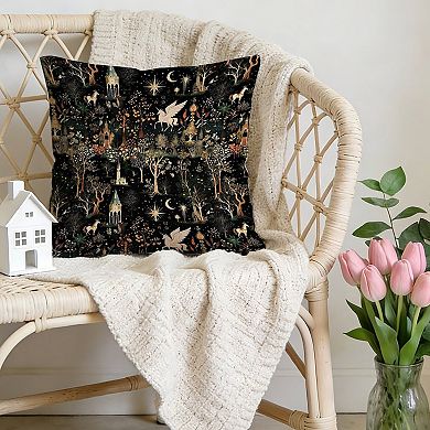 Forest Horse Castle Botanical Decorative Throw Pillow, 18" Pillow Cover Singular