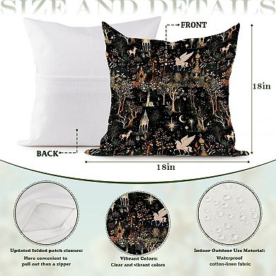 Forest Horse Castle Botanical Decorative Throw Pillow, 18" Pillow Cover Singular