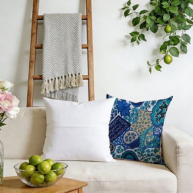 Decorative Throw Pillow, 18" Pillow Cover Singular, Bohemian Botanical Blue