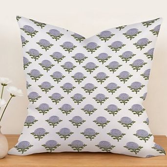 Mughal Floral Purple Tan Decorative Throw Pillow, 18" Pillow Cover Singular