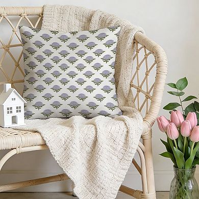 Mughal Floral Purple Tan Decorative Throw Pillow, 18" Pillow Cover Singular