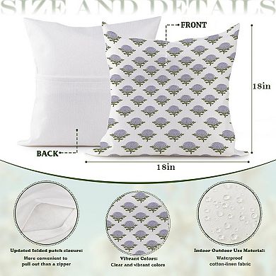 Mughal Floral Purple Tan Decorative Throw Pillow, 18" Pillow Cover Singular