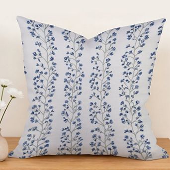 Outdoor Decorative Throw Pillow, 18" Pillow Cover Singular, Chinoiserie Garden Bluebell Blue
