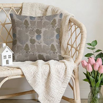 Decorative Throw Pillow, 18" Pillow Cover Singular, Forest Plant