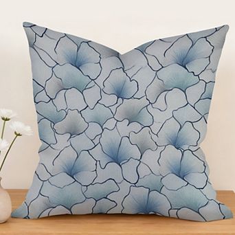 Decorative Throw Pillow, 18" Pillow Cover Singular, Chinoiserie Coastal Blue Peony