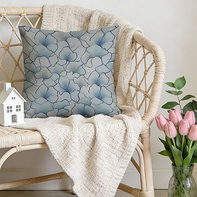 Decorative Throw Pillow, 18" Pillow Cover Singular, Chinoiserie Coastal Blue Peony