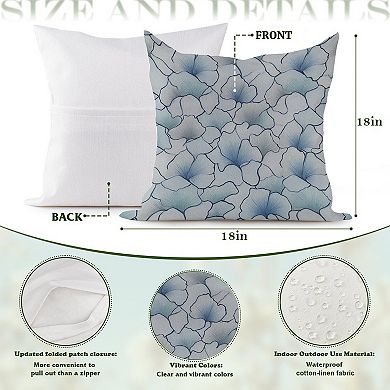 Decorative Throw Pillow, 18" Pillow Cover Singular, Chinoiserie Coastal Blue Peony