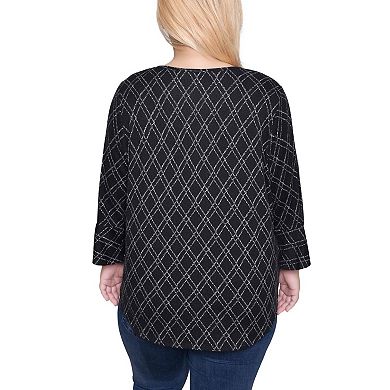 Plus Size 3/4 Bell Sleeve Top With Hardware
