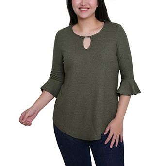 3/4 Bell Sleeve Top With Hardware