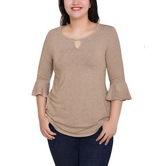 3/4 Bell Sleeve Top With Hardware