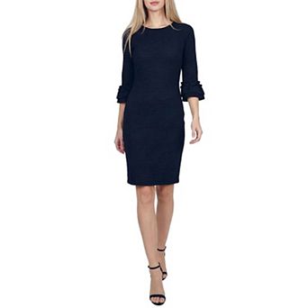 Petite 3/4 Sleeve Textured Knit Dress