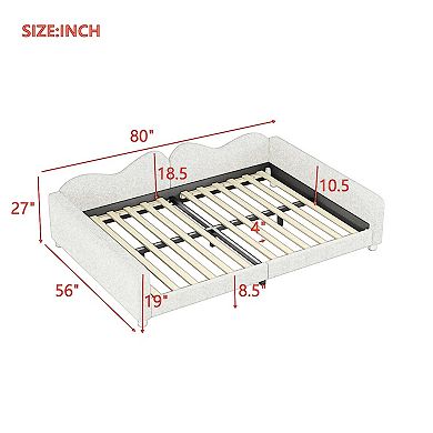 GOODSILO Upholstered Sherpa Fabric Daybed with Cloud-Shaped Backrest