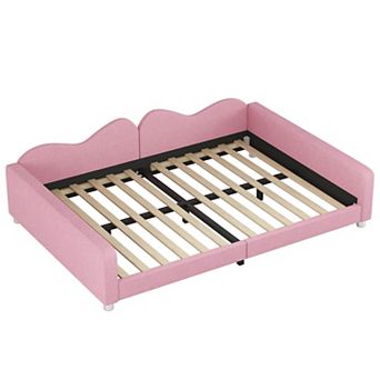 GOODSILO Upholstered Sherpa Fabric Daybed with Cloud-Shaped Backrest