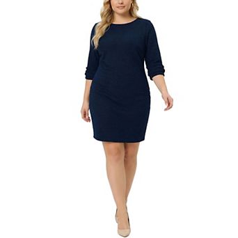 Plus Size 3/4 Sleeve Textured Knit Dress